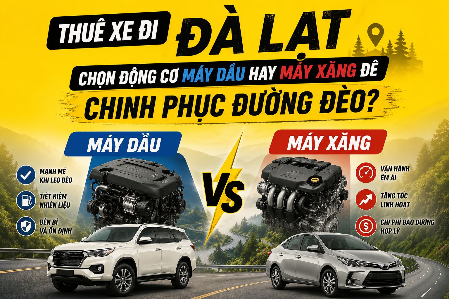 Thuê xe đi Đà Lạt: Chọn xe máy dầu hay máy xăng để chinh phục đường đèo?