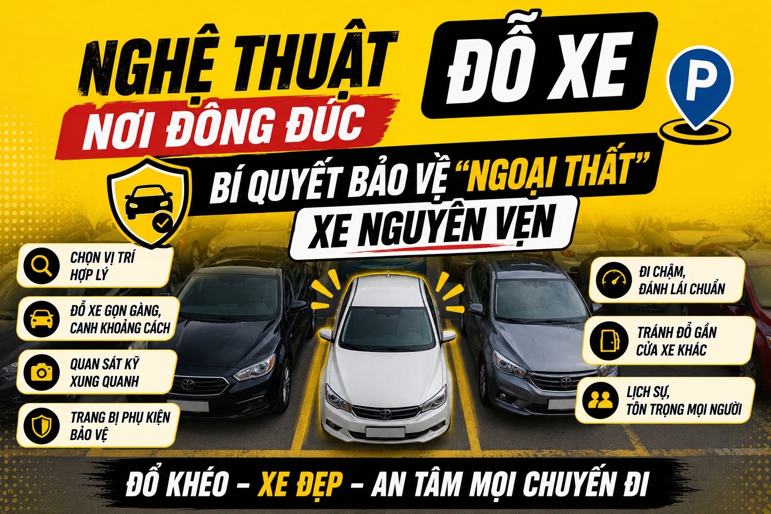 Nghệ thuật đỗ xe nơi đông đúc: Bí quyết bảo vệ "ngoại thất" xe nguyên vẹn