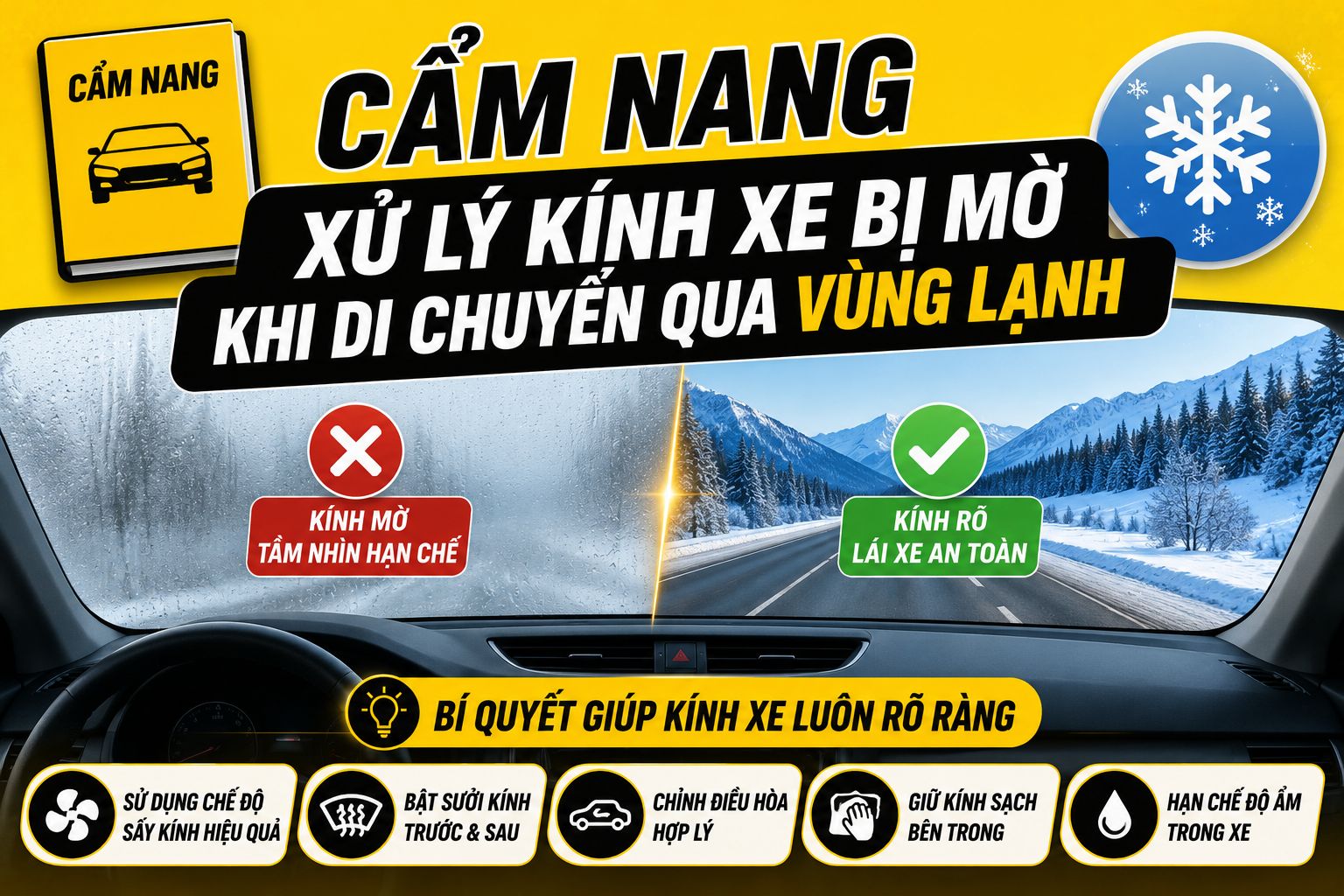Cẩm nang xử lý kính xe bị mờ khi di chuyển qua vùng lạnh - Xe tự lái Thuận An