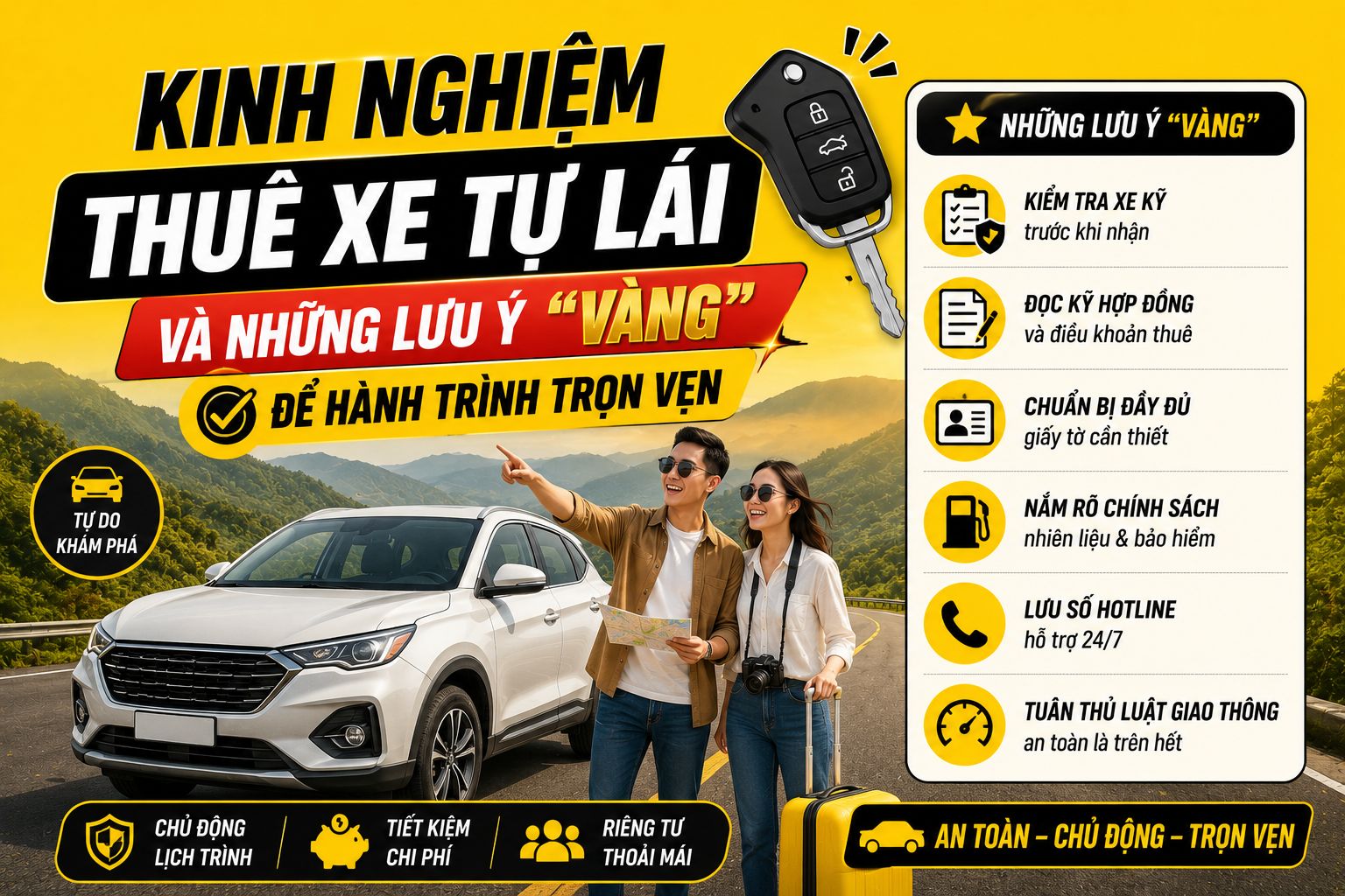 Kinh nghiệm thuê xe tự lái và những lưu ý "vàng" để hành trình trọn vẹn