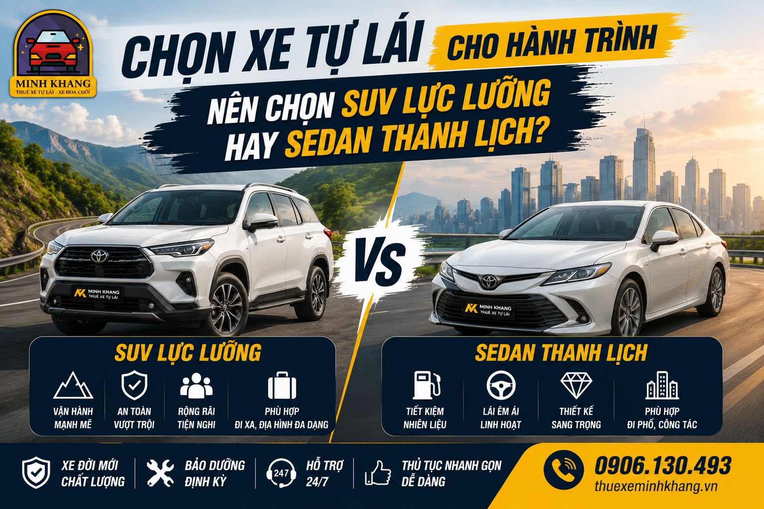 Chọn xe tự lái: Nên chọn SUV lực lưỡng hay Sedan thanh lịch?
