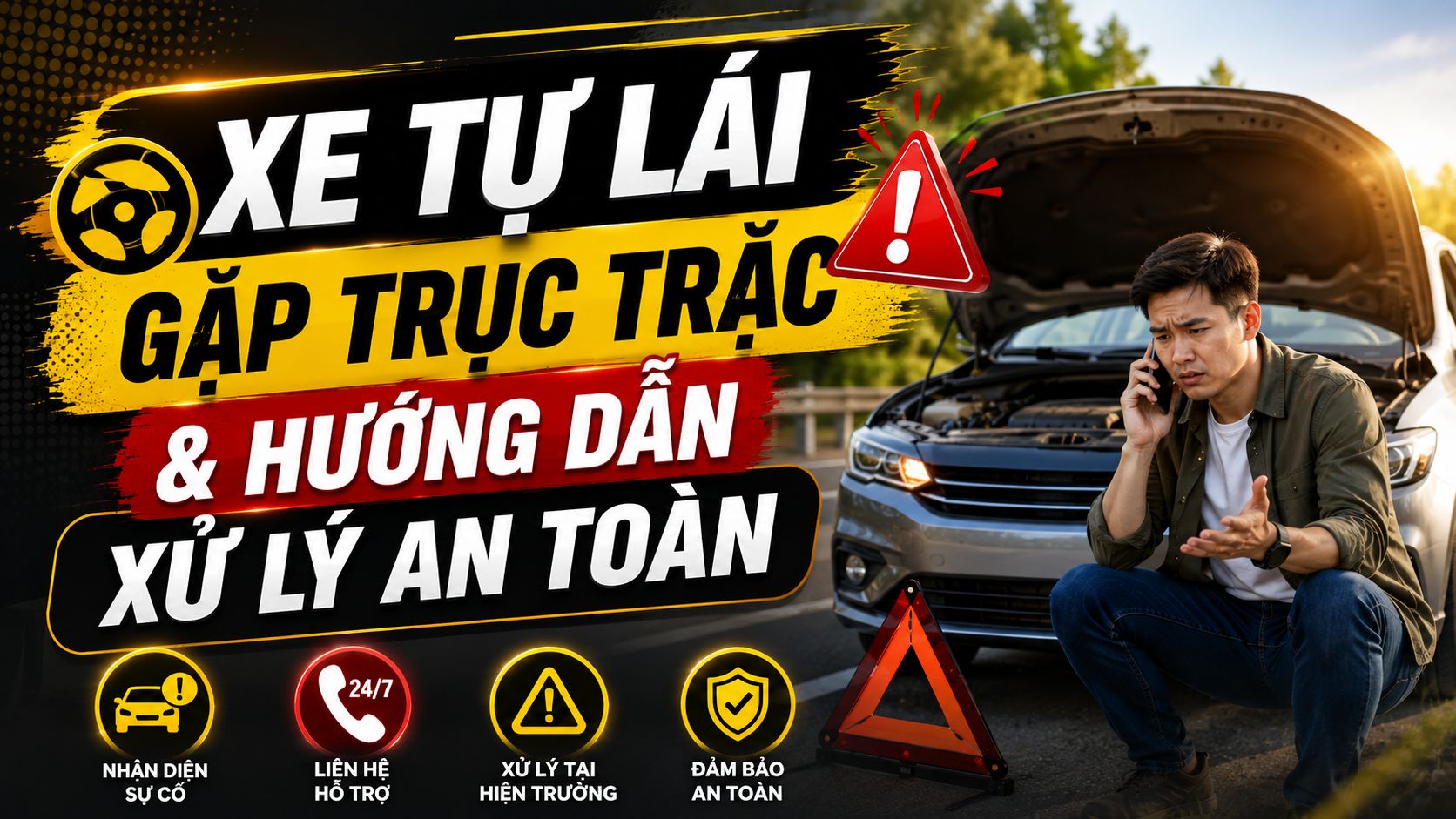 Hướng dẫn xử lý an toàn khi thuê xe tự lái gặp trục trặc dọc đường - Thuê Xe Minh Khang